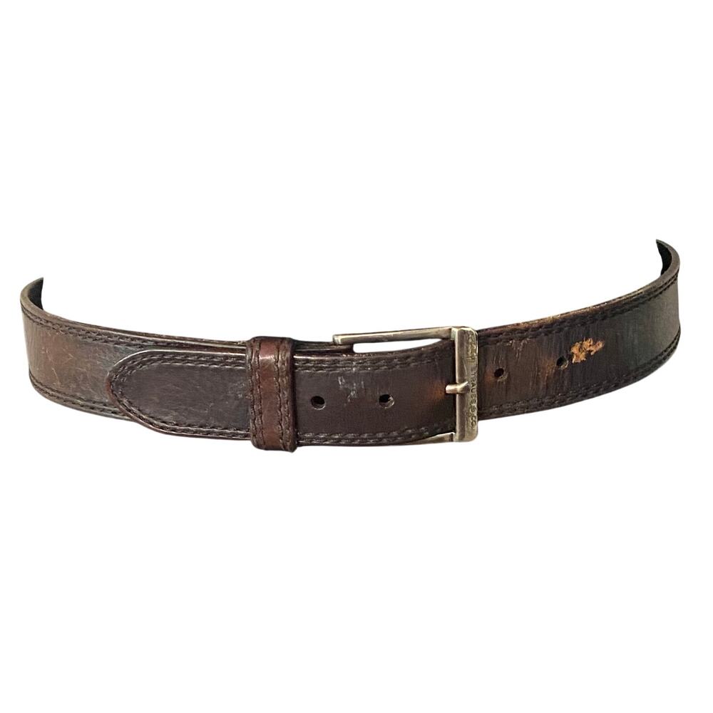 Levi’s Men’s Brown Genuine Leather Belt Size 38 Silver Buckle Western Classic